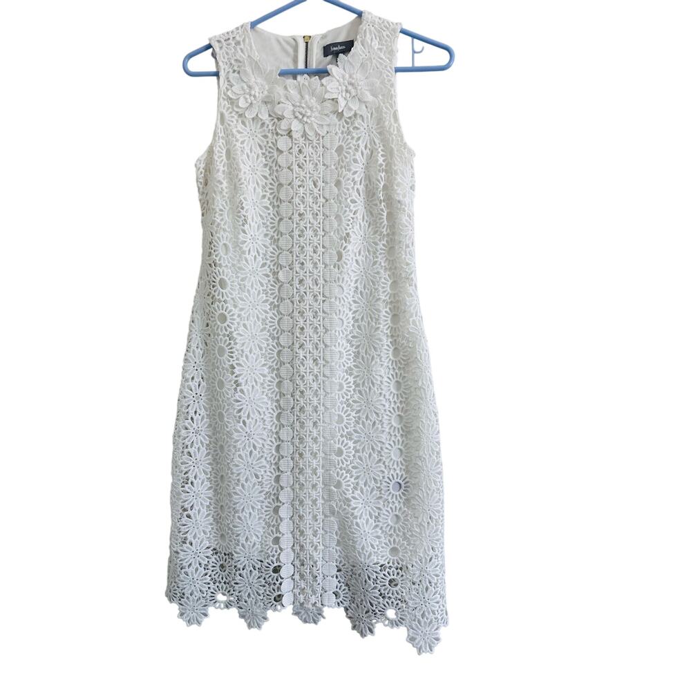 Neiman Marcus White Lace Eyelet Mini Dress Size 2